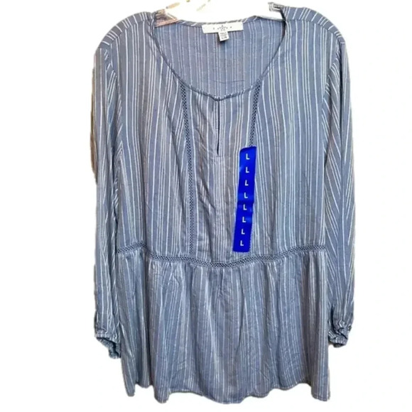 Fever Tops - FEVER blue and white striped top